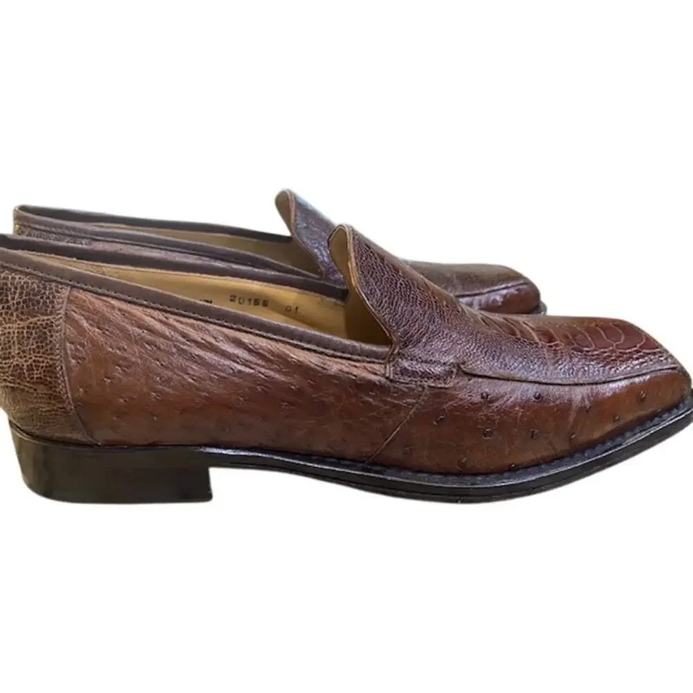 Mezlan Platinum‎ Brown Ostrich Oxford Shoes Size 9M